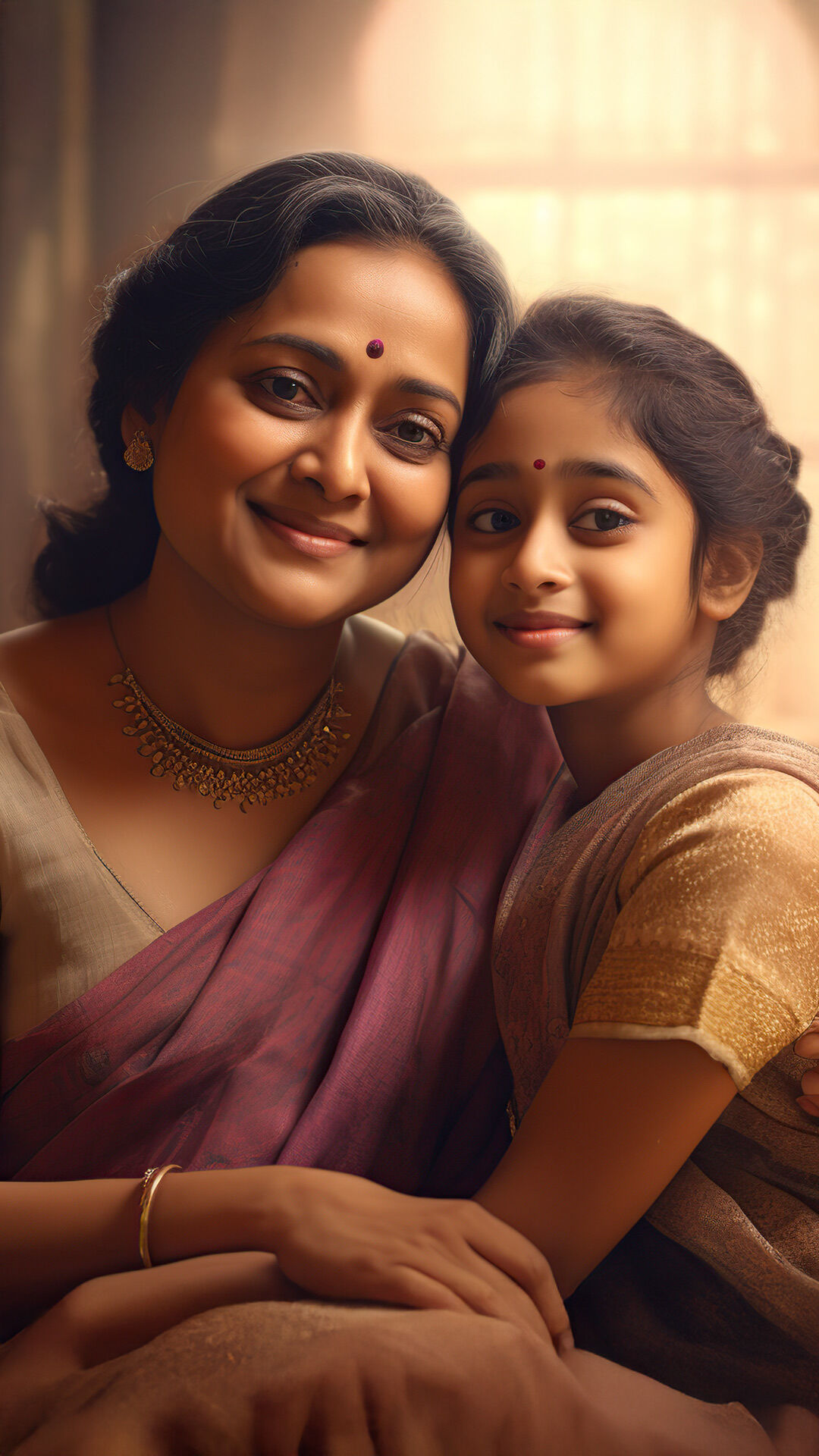 Mother and daughter smiling and having emotional moments on mothers day